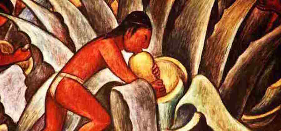Dessin indien aztèque aspirant du mezcal