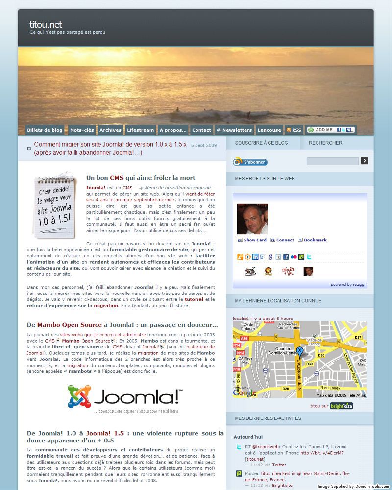 Homepage titou.net sept. 2009