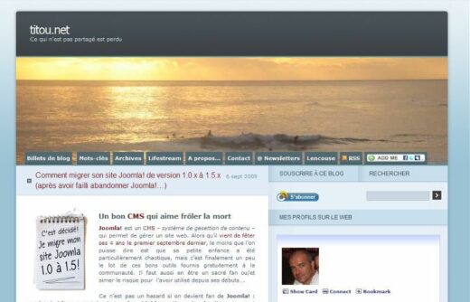Page accueil titou.net en septembre 2009