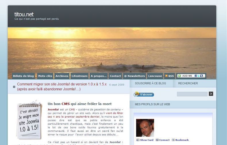 Page accueil titou.net en septembre 2009