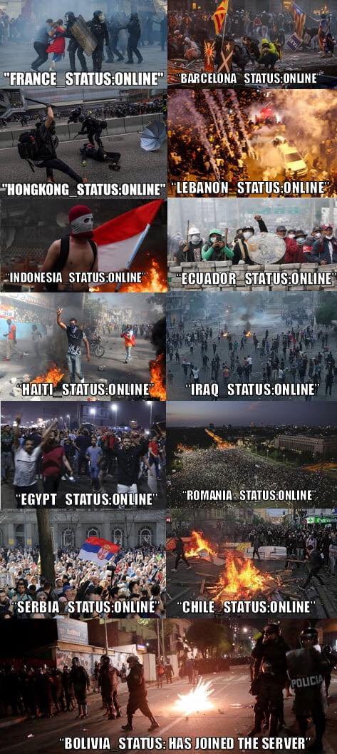 Photos de révoltes dans plusieurs pays dans le monde en 2019